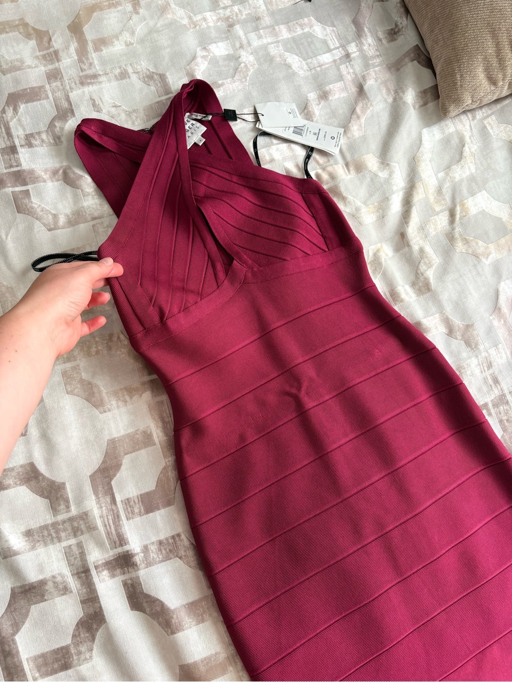 Herve Leger Deep Berry Bandage Mini Dress - Picture 7 of 7
